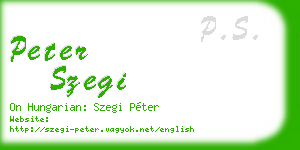 peter szegi business card